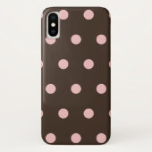 Braune und rosa Polka-Punkte Case-Mate iPhone Hülle (Rückseite)