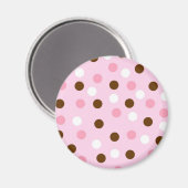 Braune und rosa Polka-Punkte Magnet (Vorderseite/Rückseite)