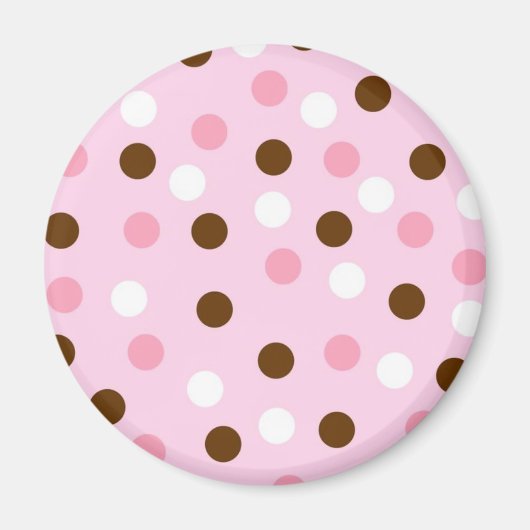 Braune und rosa Polka-Punkte Magnet (Vorne)