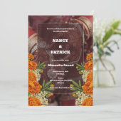 Braune und rote Minimalistische Mehendi Einladung (Stehend Vorderseite)