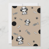 Braune und schwarze Fischknochen Welpenhund Geburt Einladung (Rückseite)