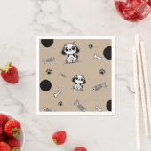 Braune und schwarze Fischknochen Welpenhund Geburt Serviette (Beispiel)