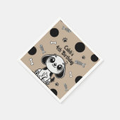 Braune und schwarze Fischknochen Welpenhund Geburt Serviette (Ecke)