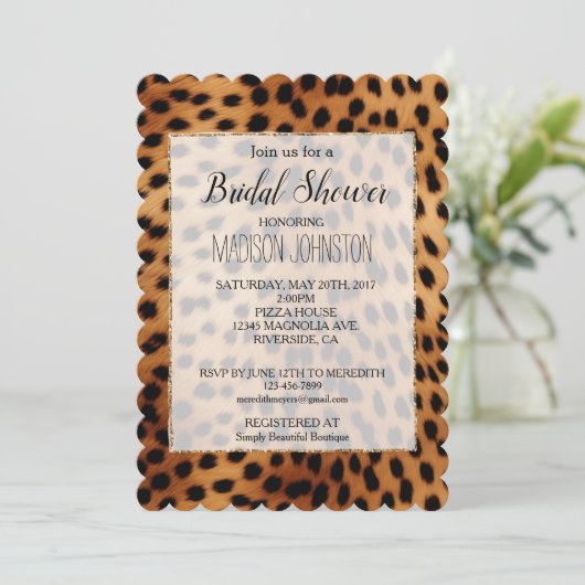 Braune und schwarze Geparden Einladung (Stehend Vorderseite)