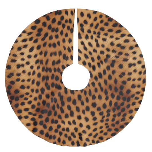 Braune und schwarze Geparden Polyester Weihnachtsbaumdecke (Vorderseite)