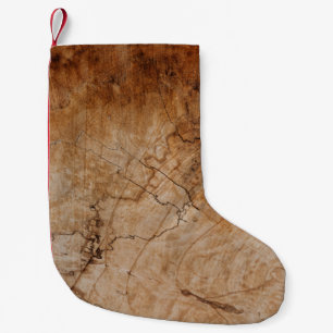 Braune und schwarze Holzoberfläche Kleiner Weihnachtsstrumpf
