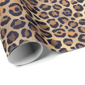 Braune und schwarze Leoparden auf Golddruck Geschenkpapier (Rolleneckpunkt)