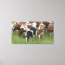 Braune und schwarze Milchkühe gezapfte Canvas Art Leinwanddruck