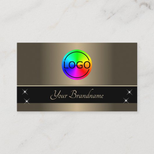 Braune und schwarze Moderne mit Beruflichen Logos Visitenkarte (Vorderseite)