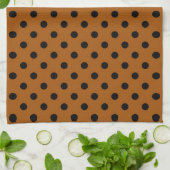 Braune und schwarze Polka-Punkte Geschirrtuch (Gefaltet)