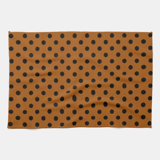 Braune und schwarze Polka-Punkte Geschirrtuch (Horizontal)