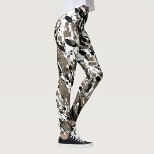 Braune und schwarze Spritz- und Tropfenkunst Leggings