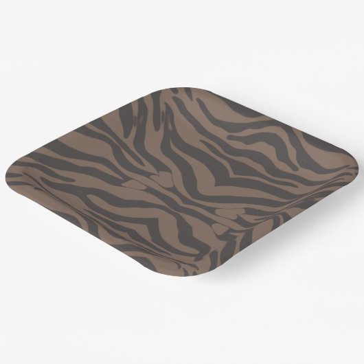 Braune und schwarze Tigerstreifen Pappteller (Gewinkelt)