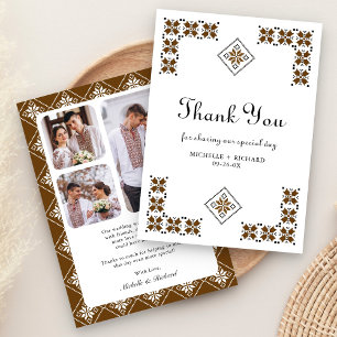 Braune und schwarze ukrainische Stickerei Hochzeit Dankeskarte