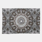 Braune und silber Kaleidoskop Mandala Muster Geschirrtuch (Horizontal)