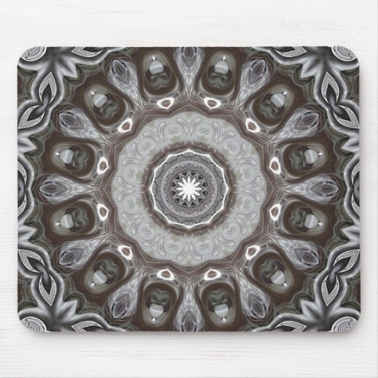 Braune und silber Kaleidoskop Mandala Muster Mousepad (Vorne)