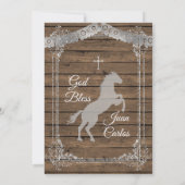 Braune und silberne mexikanische Taufe Charro Einl Einladung (Rückseite)