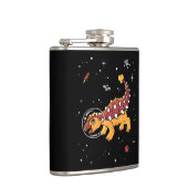 Braune und Tan Ankylosaurus Dinos im Weltraum Flachmann (Rechts)