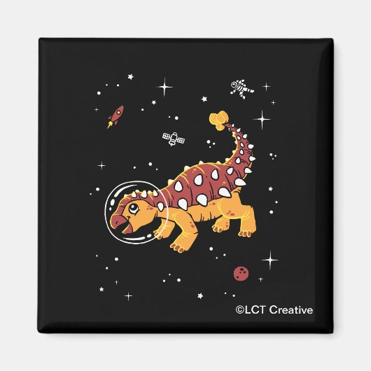 Braune und Tan Ankylosaurus Dinos im Weltraum Magnet (Vorne)