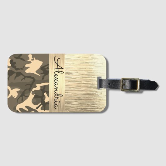 Braune und Tan-Camouflage Shimmery Gold Gepäckanhänger (Vorderseite (Horizontal))