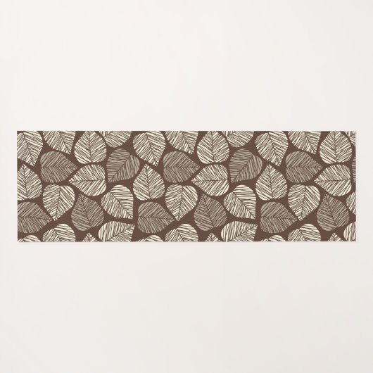 Braune und Taupe Leaf Natural Trendy Monogram Yogamatte (Rückseite (Horizontal))