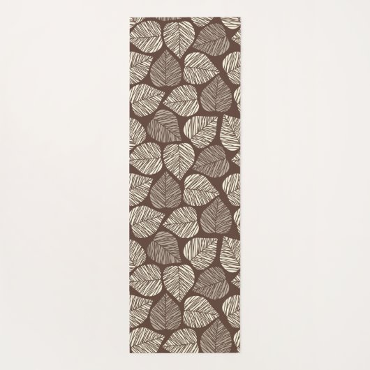 Braune und Taupe Leaf Natural Trendy Monogram Yogamatte (Rückseite)