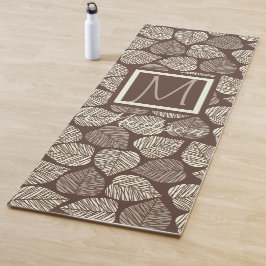 Braune und Taupe Leaf Natural Trendy Monogram Yogamatte
