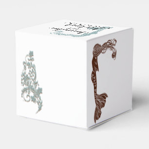 Braune und Türkis Art Deco Hochzeitsgunstbox Geschenkschachtel