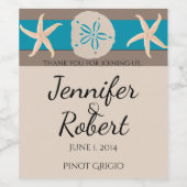 Braune und türkisfarbene Band Starfish Weinetikett (Einzelnes Label)