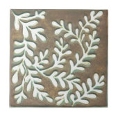 Braune und weiße Blätter Keramik Fliese (Vorderseite)