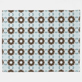Braune und weiße Blumen geometrisch gemustert  Fleecedecke (Vorderseite (Horizontal))