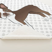 Braune und weiße Boston Terrier Cartoon Dog & Paws Sherpadecke (3/4)