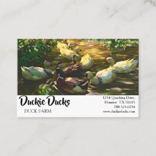 Braune und weiße Enten im Teich im Vintage-Stil Visitenkarte