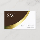 Braune und weiße Golddekoration mit Monogramm und Visitenkarte (Vorderseite)