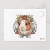Braune und weiße Guinea Schweine und Blume Postkarte (Rückseite)