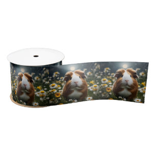 Braune und weiße Guinea Schweinemond und Milchprod Satinband