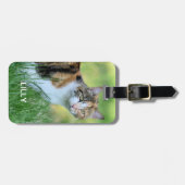 Braune und weiße Katze Gepäckanhänger (Vorderseite horizontal)