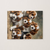 braune und weiße Kavalier-Spanier-Welpen, Puzzle (Horizontal)