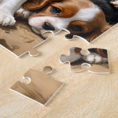 braune und weiße Kavalier-Spanier-Welpen, Puzzle (Seite)