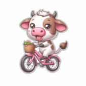 Braune und weiße Kuh Reiten Aufkleber (Vorderseite)