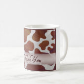Braune und weiße Kuh Spots Danke Kaffeetasse (VorderseiteRechts)