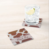 Braune und weiße Kuh Spots Danke Rechteckiger Pappuntersetzer (Vor Ort)