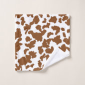 Braune und weiße Kuh verbergen Pelzmuster Badhandtuch Set (Waschlappen)