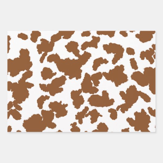 Braune und weiße Kuh verbergen Pelzmuster Geschenkpapier Set (Vorderseite 2)