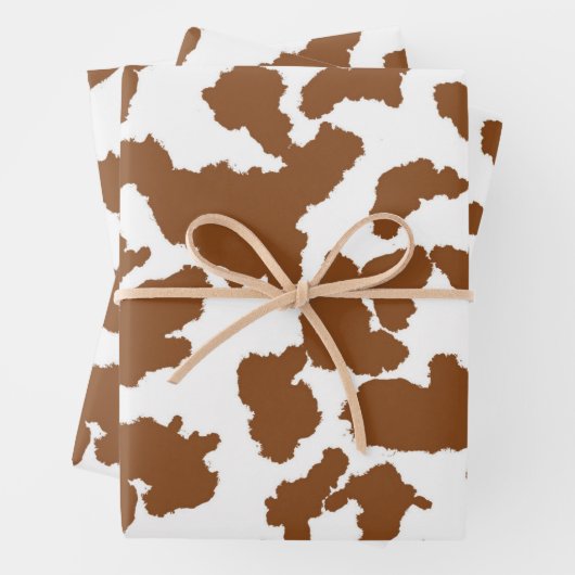 Braune und weiße Kuh verbergen Pelzmuster Geschenkpapier Set (Beispiel)