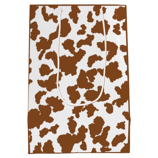 Braune und weiße Kuh verbergen Pelzmuster Mittlere Geschenktüte (Rückseite)