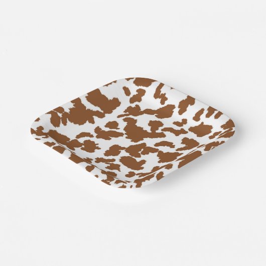 Braune und weiße Kuh verbergen Pelzmuster Pappteller (Gewinkelt)