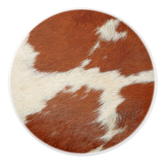 Braune und weiße Kuhstextur Keramikknauf (Vorderseite)