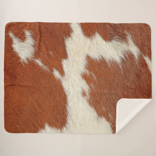 Braune und weiße Kuhstextur Sherpadecke (Vorderseite (Horizontal))