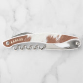 Braune und weiße Kuhweide realistische Textur Kellnermesser (Rückseite)